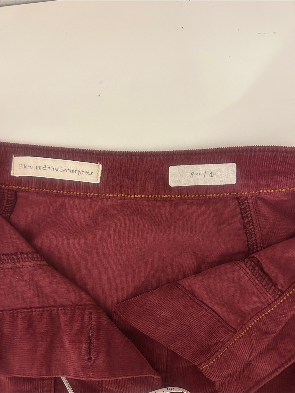 Anthropologie Button-Front Corduroy Midi Skirt in Wine Red - Picture 5 of 11